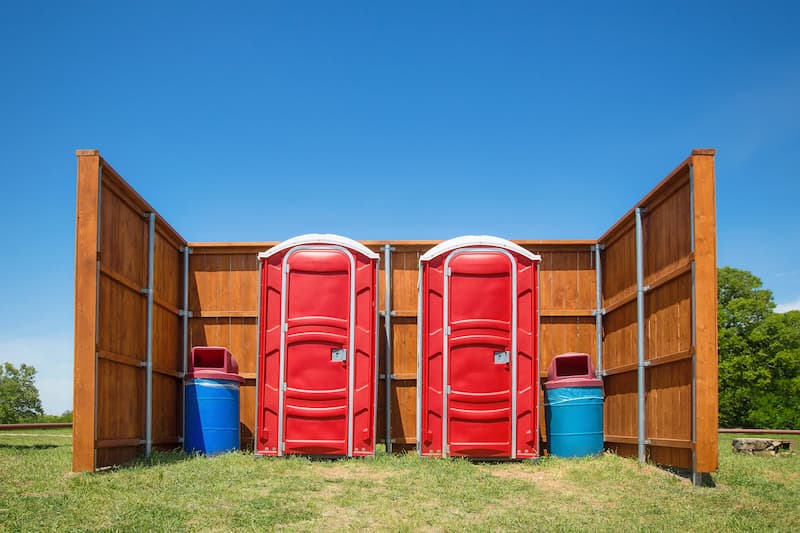 Short-term porta potty units staged for delivery in Syracuse, New York